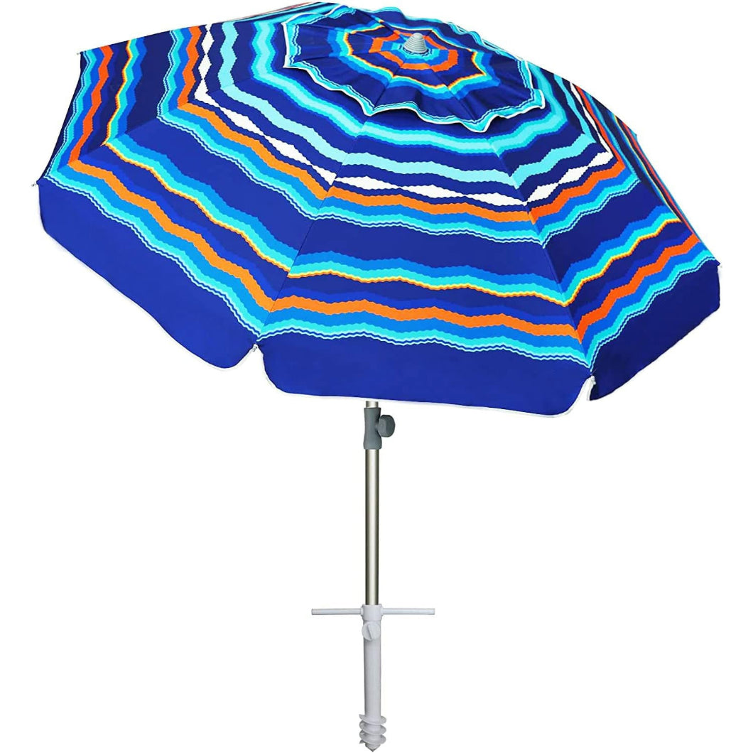 AMMSUN 7ft Beach Umbrella With Sand Anchor,multicolor strips