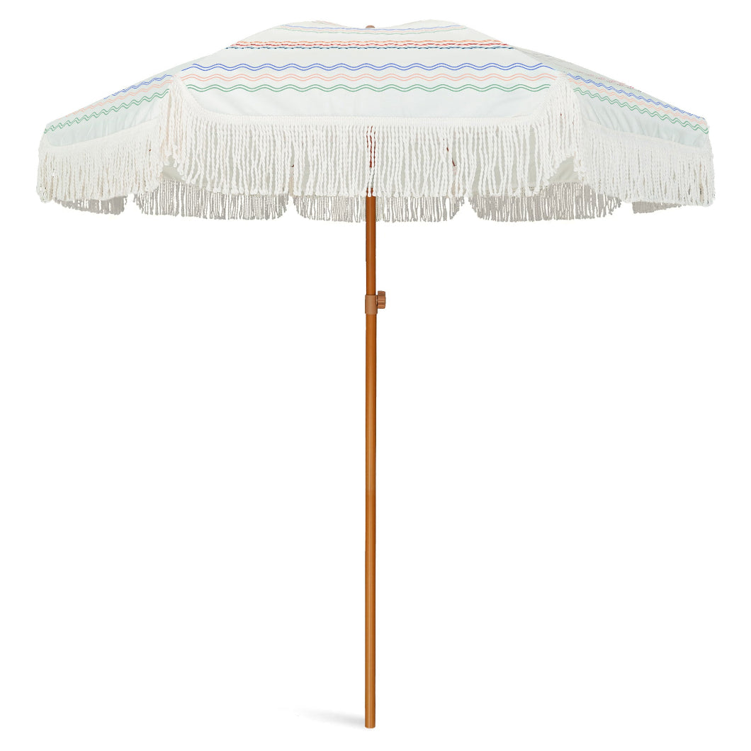 AMMSUN 7ft Patio Fringe Umbrella, Seafoam