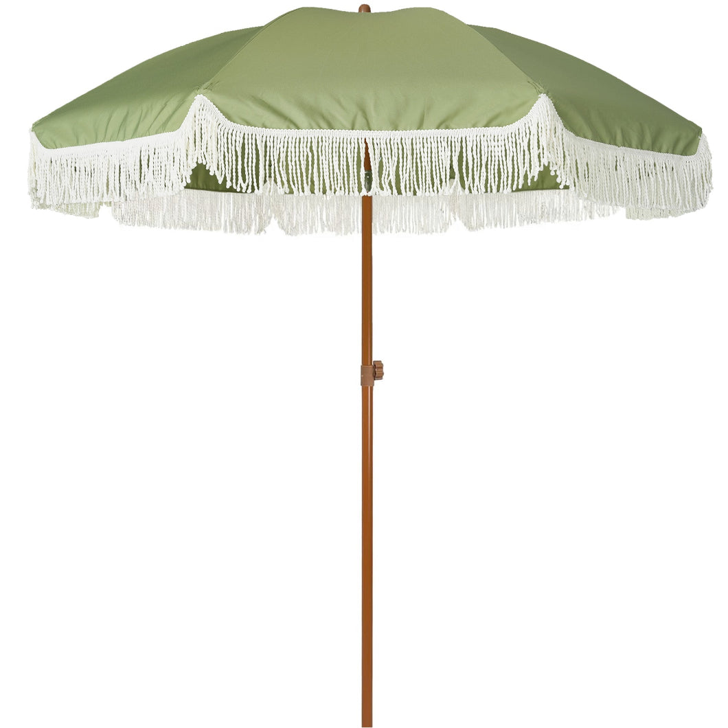 AMMSUN 7ft Patio Fringe Umbrella, Sage Green