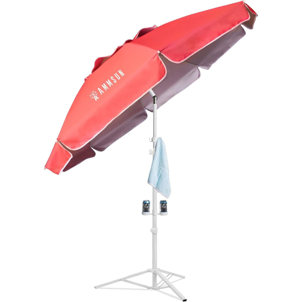 AMMSUN 6.5ft Pink Portable Sports Umbrella with Stand