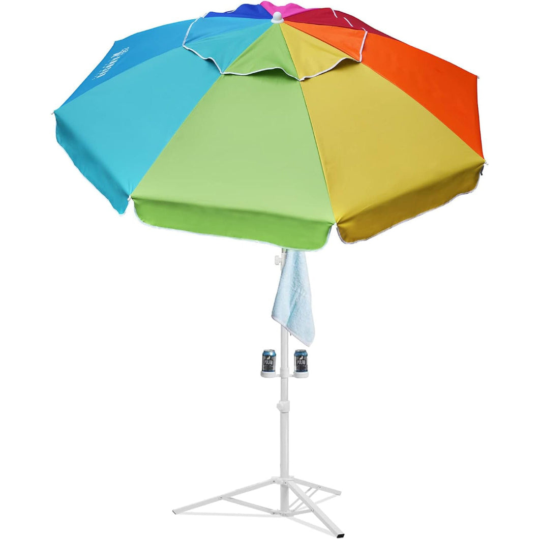 AMMSUN 6.5ft Rainbow Portable Sports Umbrella with Stand