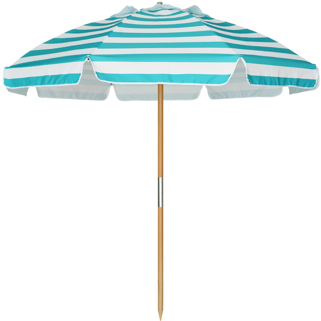 AMMSUN 7.5ft Commercial Grade Beach Umbrella,Stripe Teal White - AMMSUN Beach Umbrella