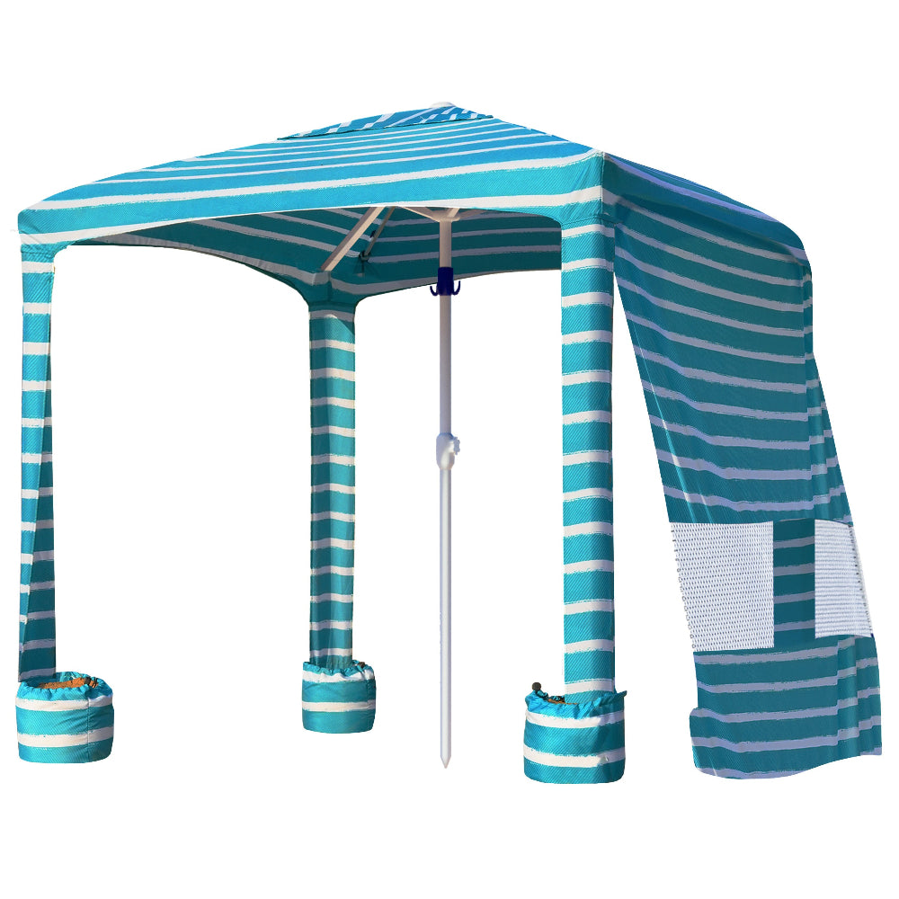 AMMSUN Beach Cabana, 6.2'×6.2' beach canopy umbrella for sand with sand pockets and side wall, turquoise