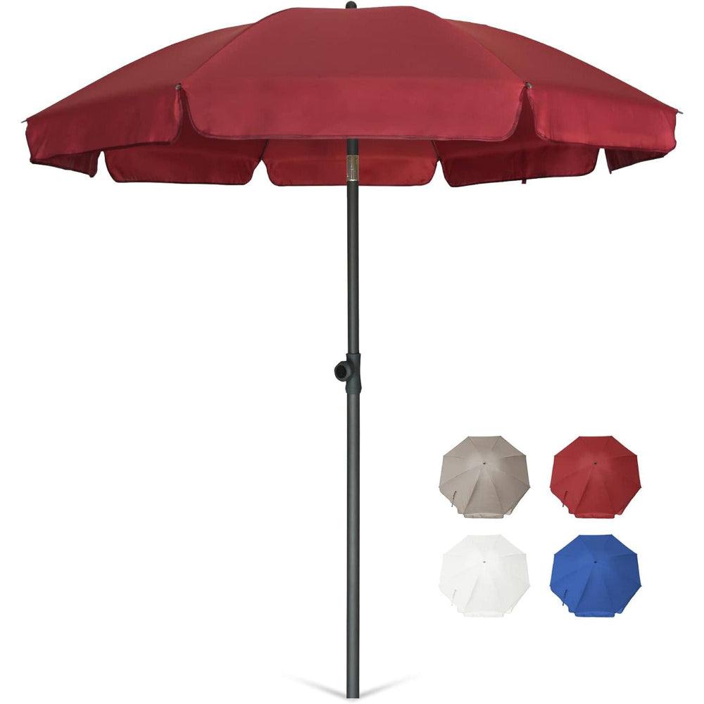 AMMSUN Patio Umbrella Maroon 6.5 ft Market Table Umbrella Tilt Steel Pole UPF50+ Protection