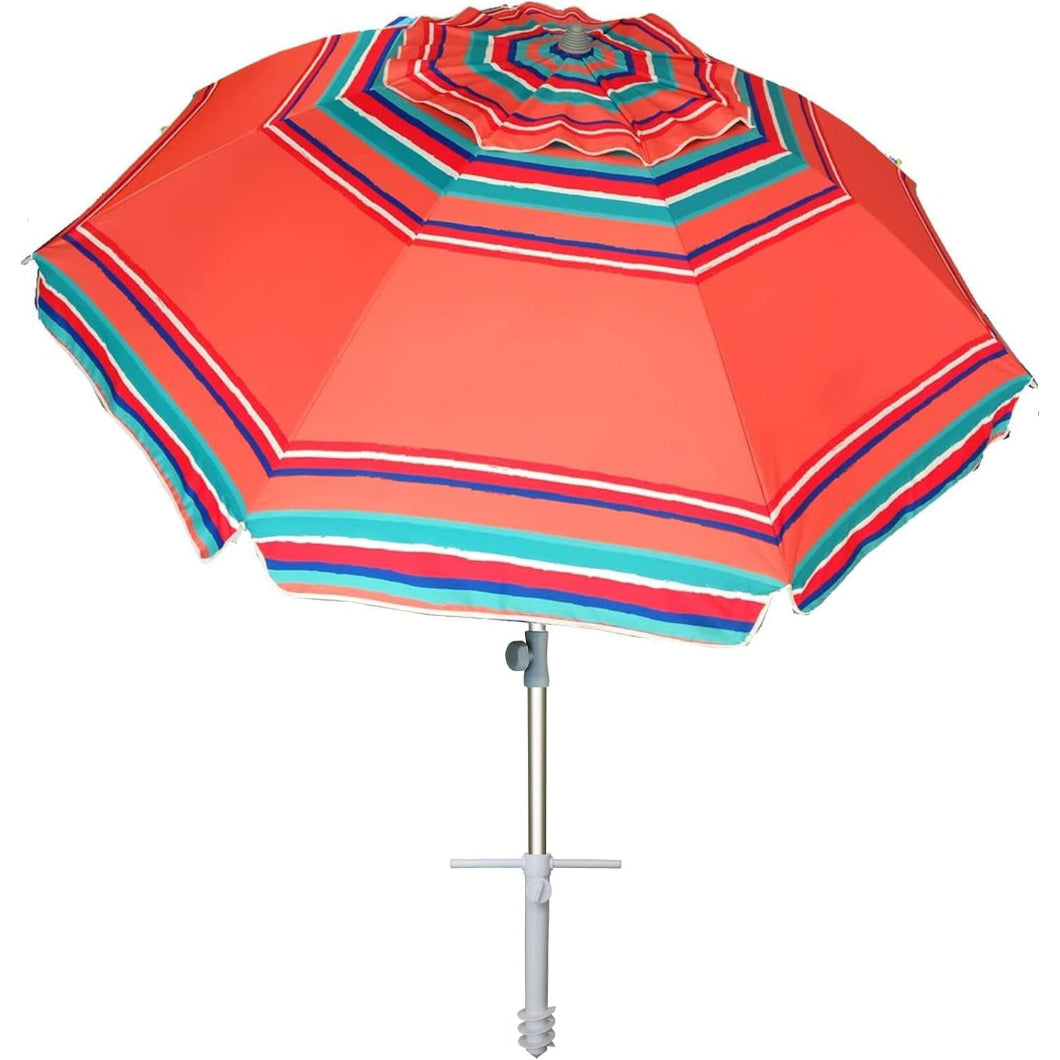 AMMSUN 7ft Beach Umbrella With Sand Anchor,Red Solstice