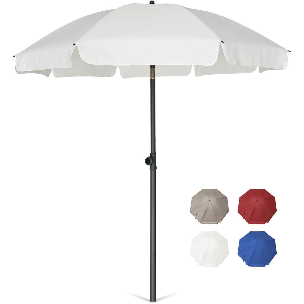 AMMSUN Patio Umbrella Market Table Umbrella 6.5 ft Tilt Steel Pole UPF50+ Protection, Great for Outdoor, Elegant White