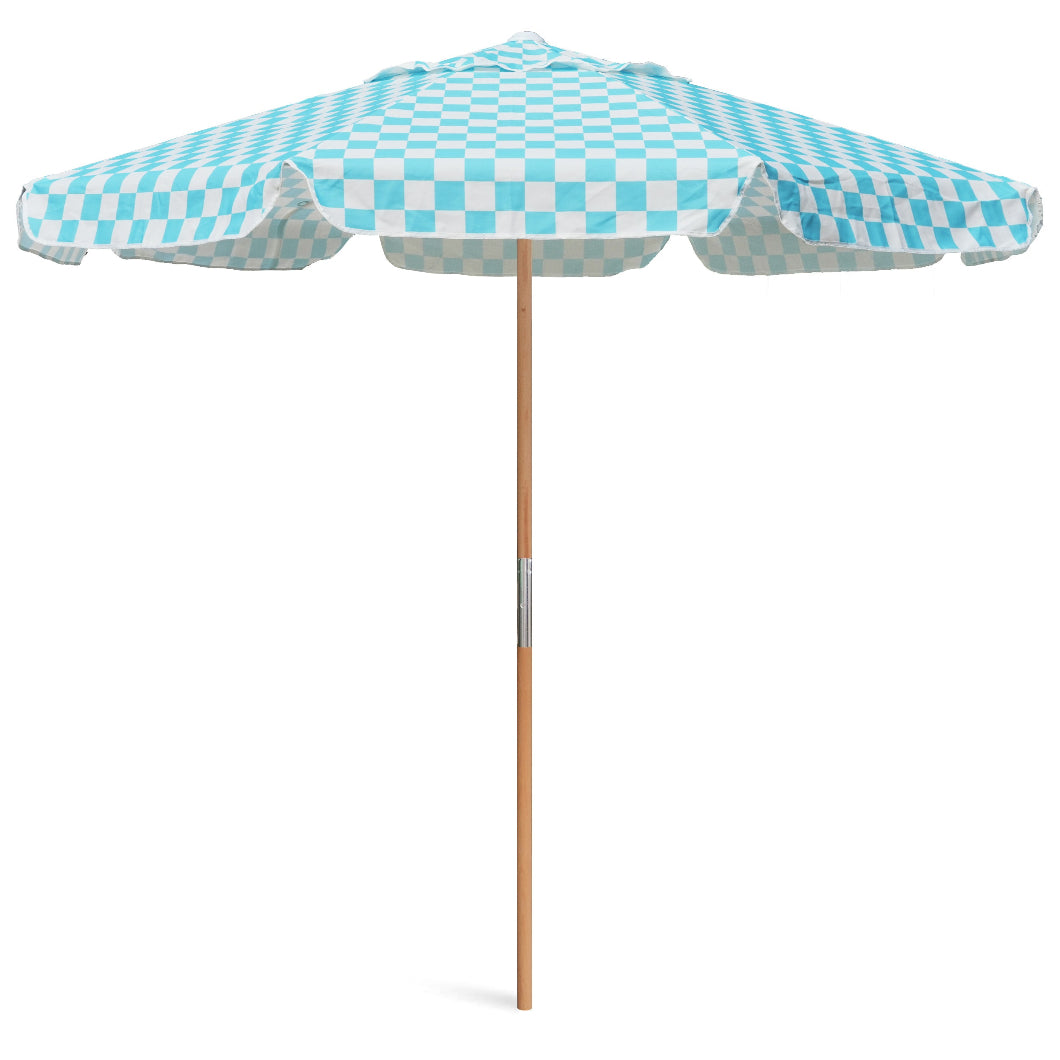 AMMSUN 7.8ft Beach & Patio Umbrella,Light blue check - AMMSUN Beach Umbrella