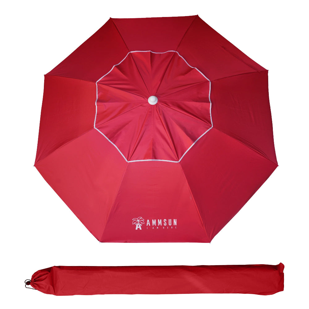 AMMSUN 6.5ft Burgundy Red Portable umbrella outdoor patio for beach with tilt Air Vent Sun Shelter