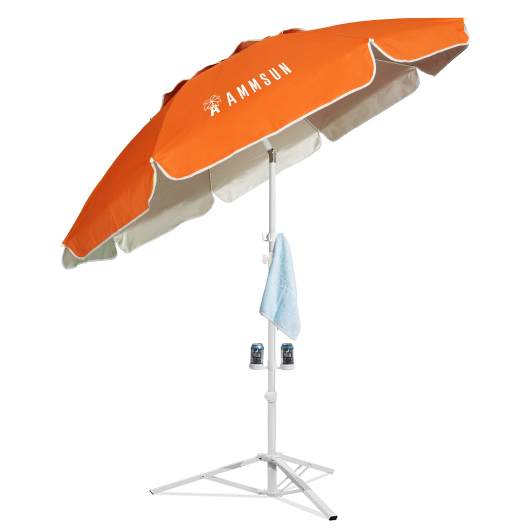 AMMSUN 6.5ft Orange Portable Sports Umbrella with Stand