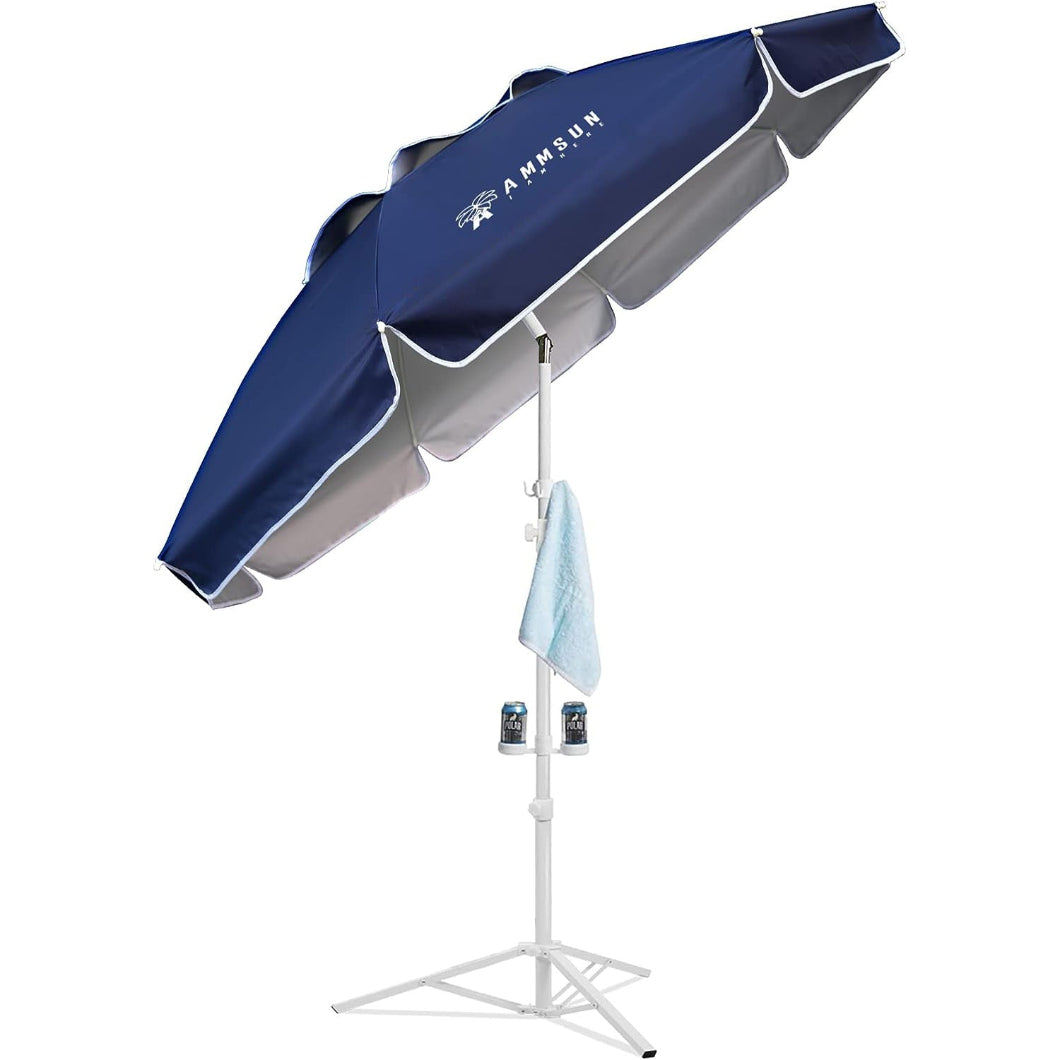 AMMSUN 6.5ft Dark Blue Portable Sports Umbrella with Stand