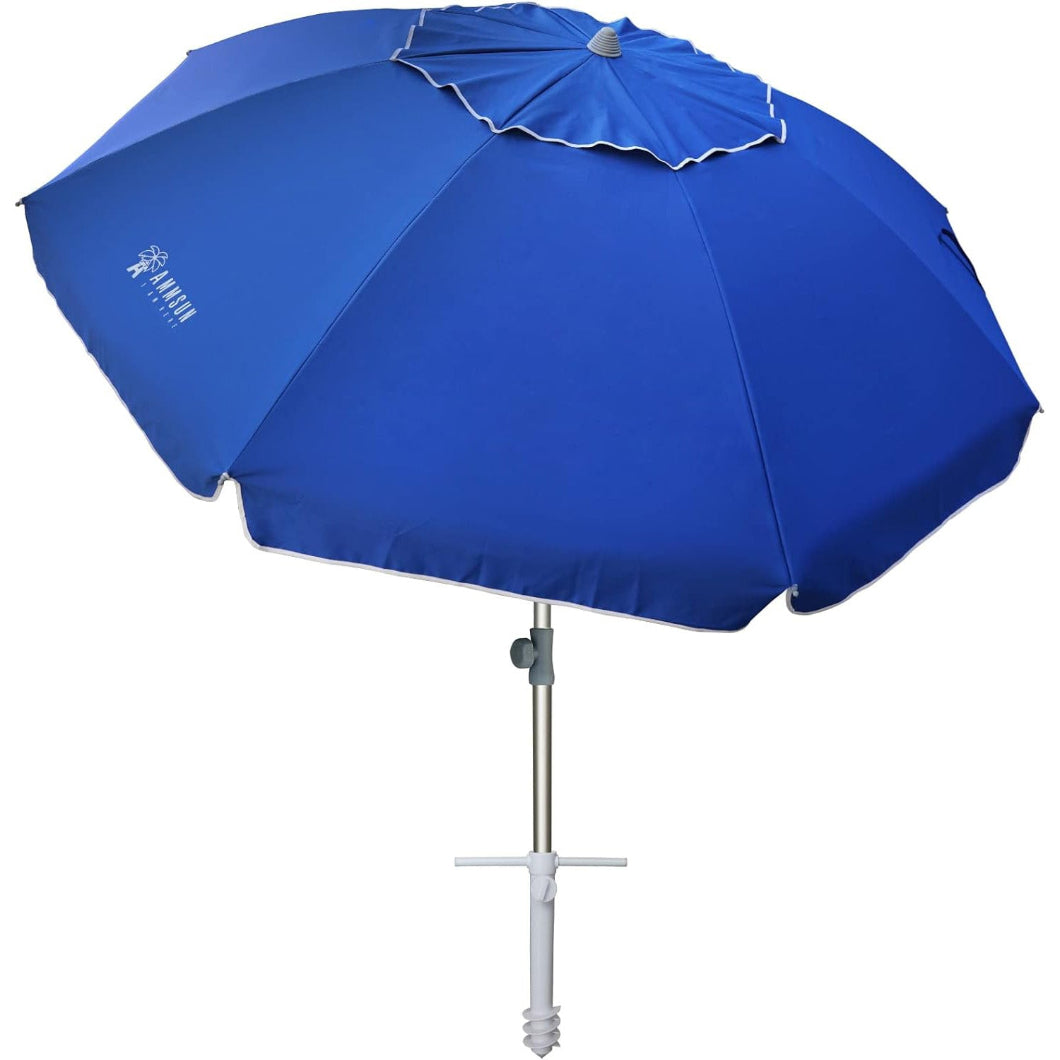 AMMSUN 7ft Beach Umbrella With Sand Anchor,Blue - AMMSUN Beach Umbrella