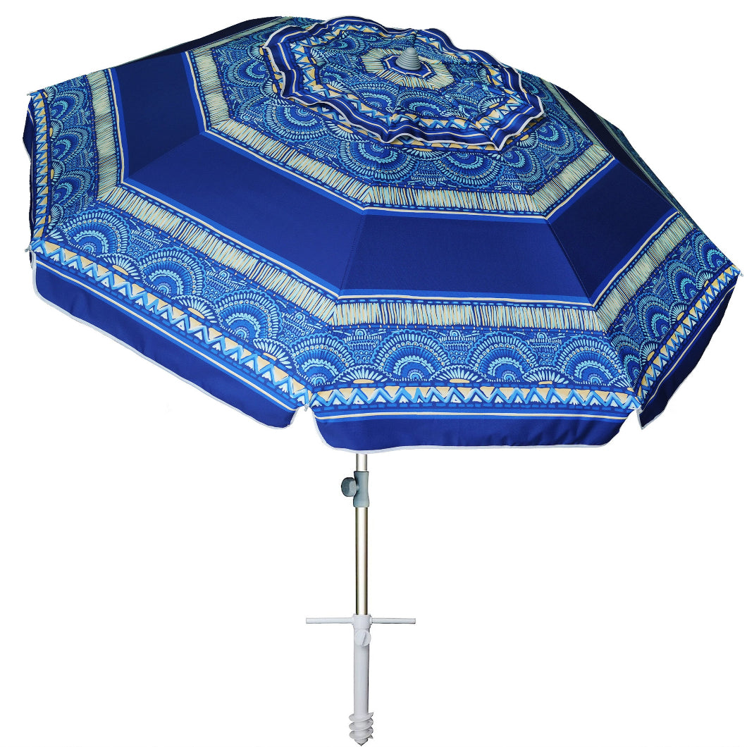 AMMSUN 7ft Beach Umbrella With Sand Anchor,Revival Blues