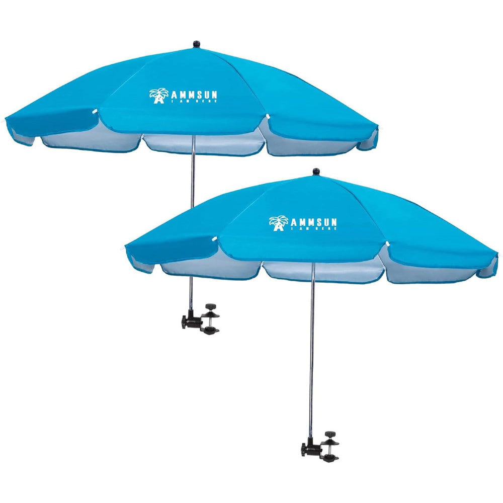 AMMSUN 43 inches Chair Umbrella with Universal Clamp for stroller umbrella attachment, Bright Blue, 2 PCS