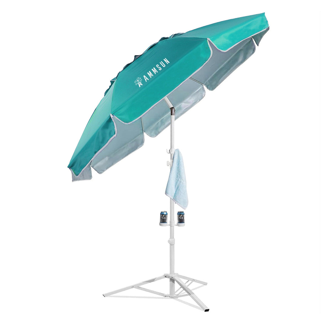 AMMSUN 6.5ft Turquoise Portable Sports Umbrella with Stand