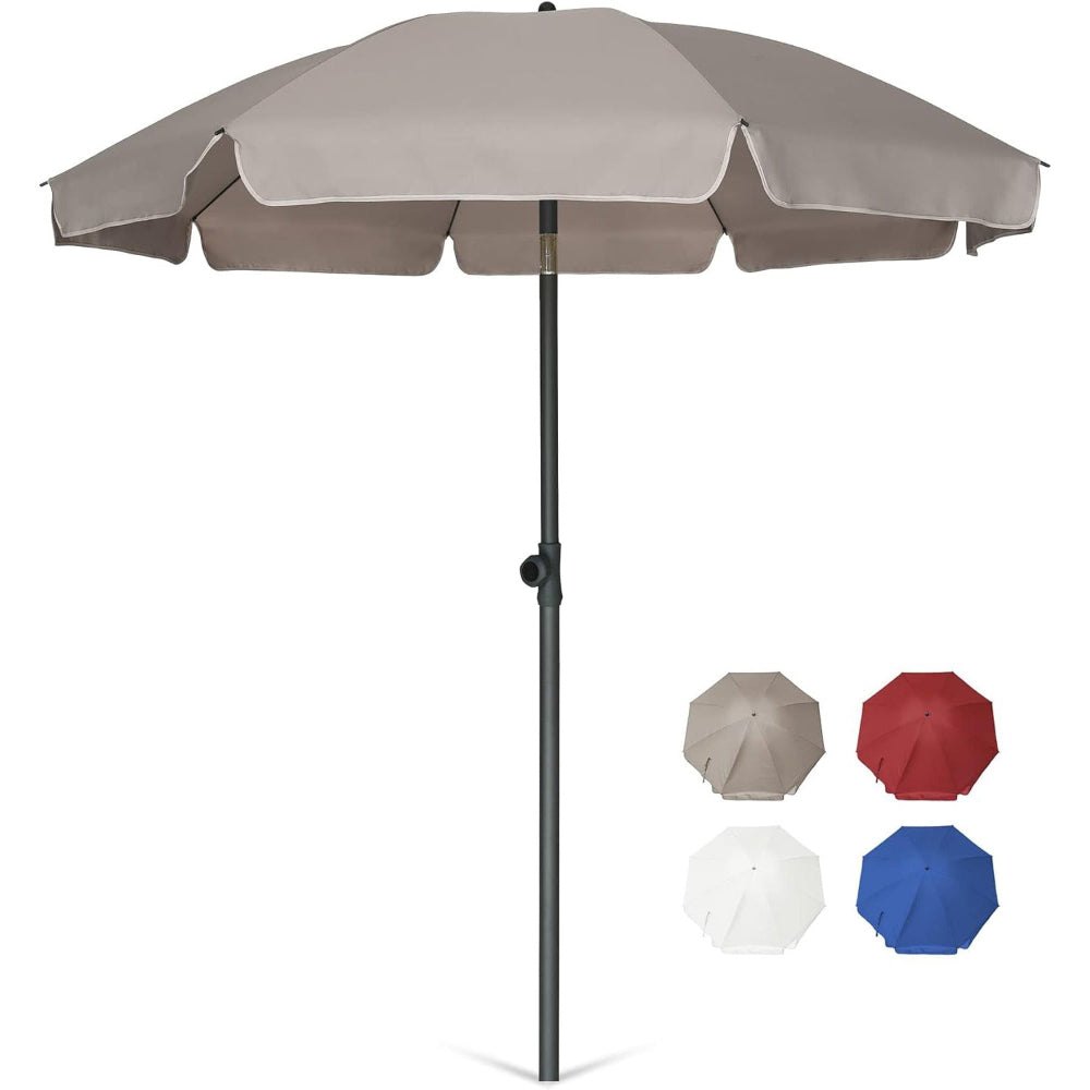 AMMSUN 6.5ft beige patio umbrellas on sale for outdoor umbrella table 6.5 ft Tilt Steel Pole UPF50+ Protection