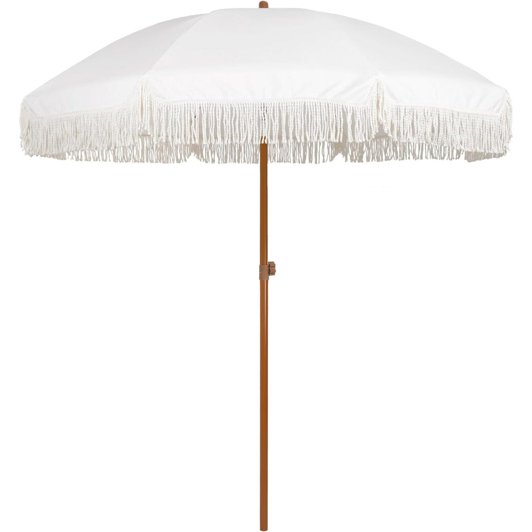 AMMSUN 7ft Patio Fringe Umbrella, Elegant Cream