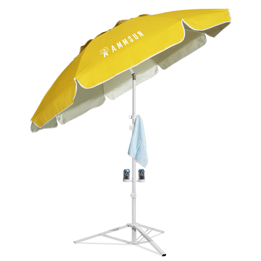 AMMSUN 6.5ft Yellow Portable Sports Umbrella with Stand