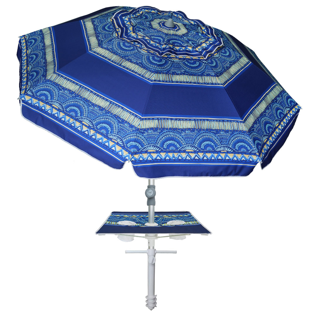 AMMSUN 7ft Beach Umbrella with sand anchor, Built-in Table,Haute Stripes - AMMSUN Beach Umbrella