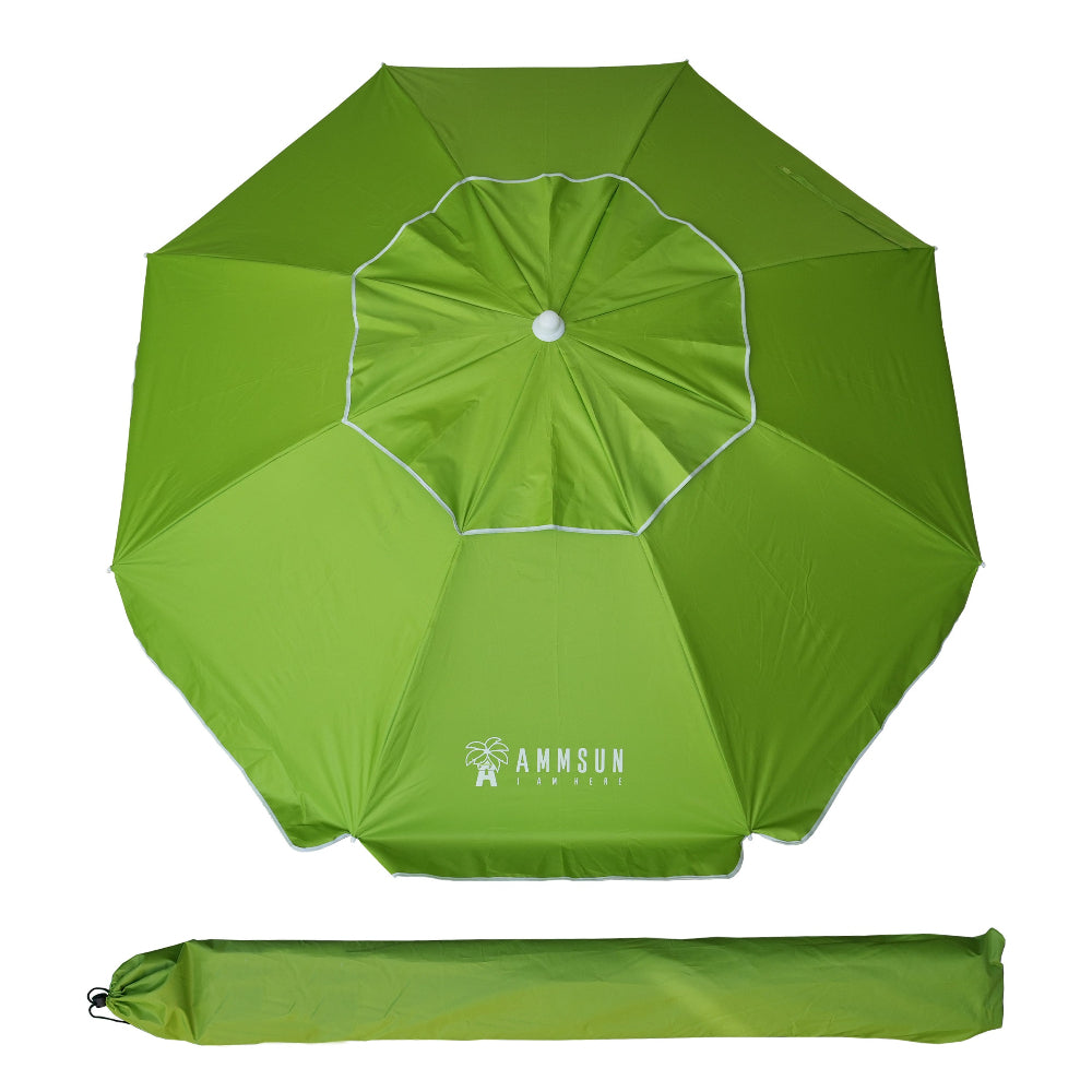 6.5ft green umbrella for sand with tilt air vent sun shelter, UV 50+ protection outdoor sun umbrella for beach