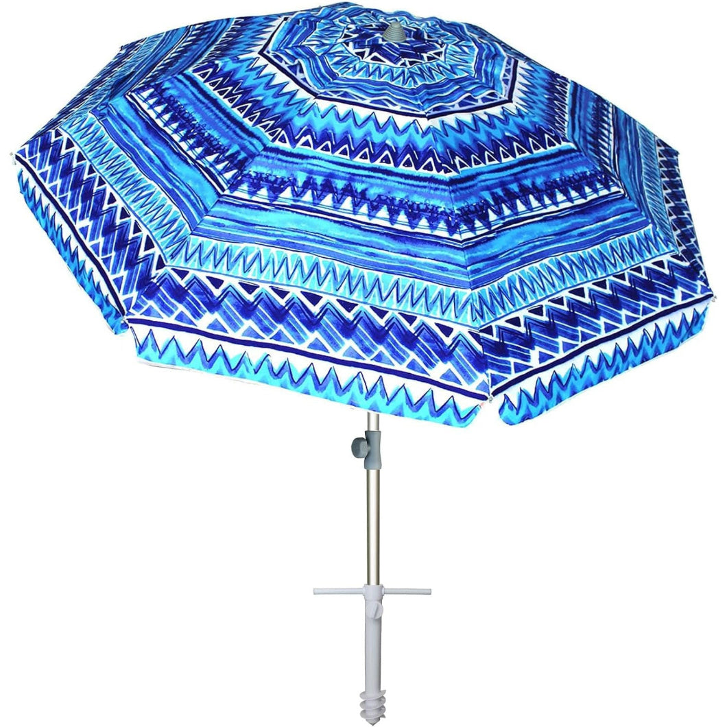 AMMSUN 7ft  Beach Umbrella With Sand Anchor,Multicolor blue - AMMSUN Beach Umbrella