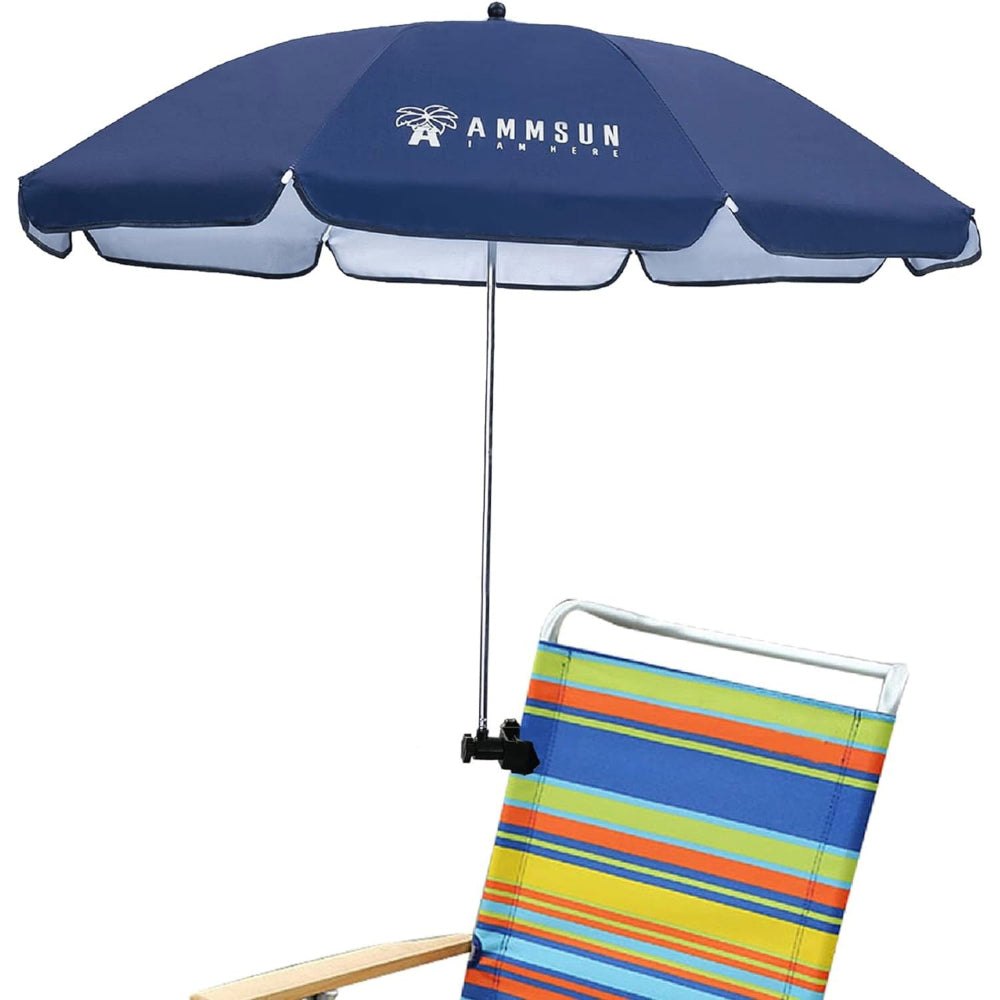 AMMSUN 43 inches Chair Umbrella with Universal Clamp,Navy Blue