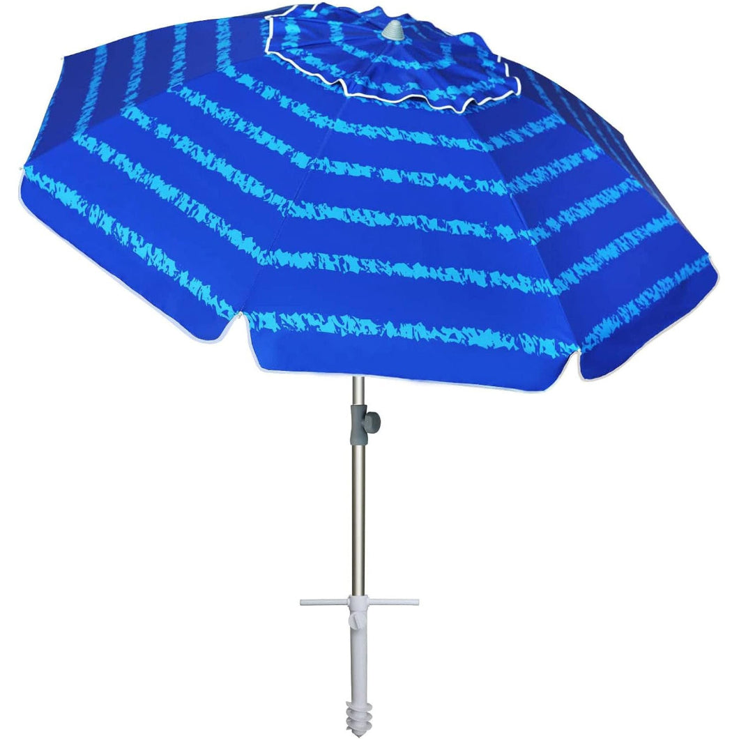 AMMSUN 7ft Beach Umbrella With Sand Anchor,blue pattern - AMMSUN Beach Umbrella