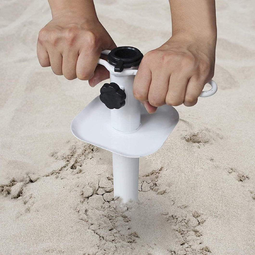 When using AMMSUN white sand anchor in the sand, just hold the handle with both hands and easily screw base into sand.