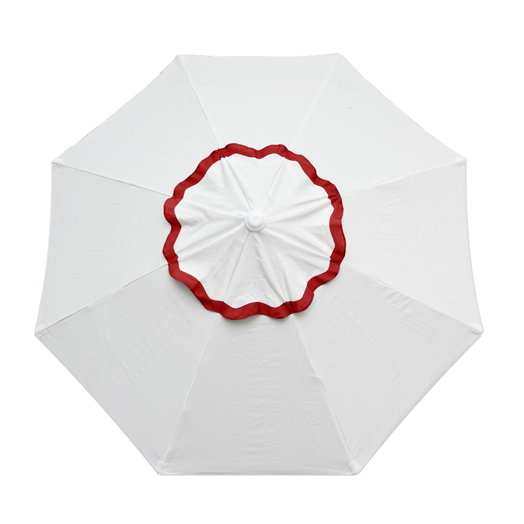 AMMSUN 7.8ft red flaps, white outdoor umbrella for beach umbrella