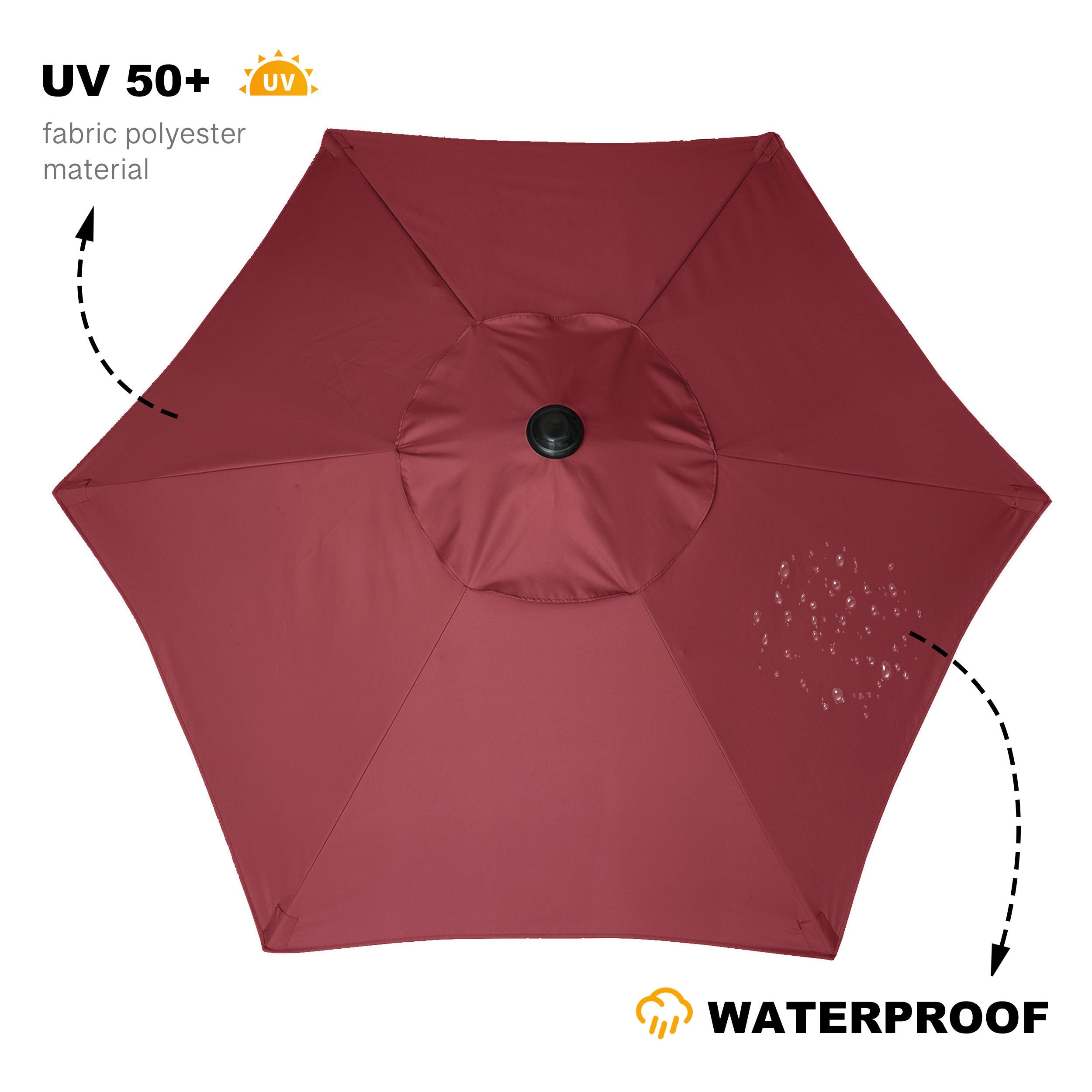 AMMSUN 6ft Patio Table Umbrella,Maroon