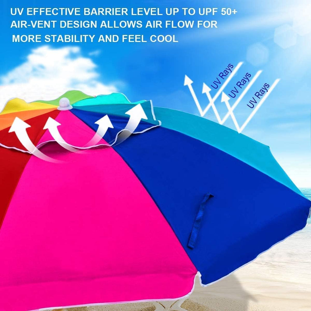 AMMSUN 6.5ft rainbow tilt umbrella wind resistant patio umbrella with uv-resistance, has air-vent