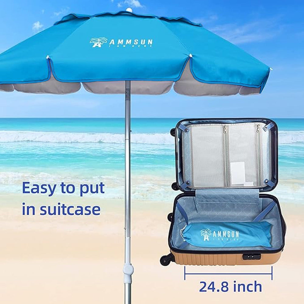 The 24.8-inch carry bag for the AMMSUN 6ft light blue umbrella with sand anchor, easy to pack into suitcase