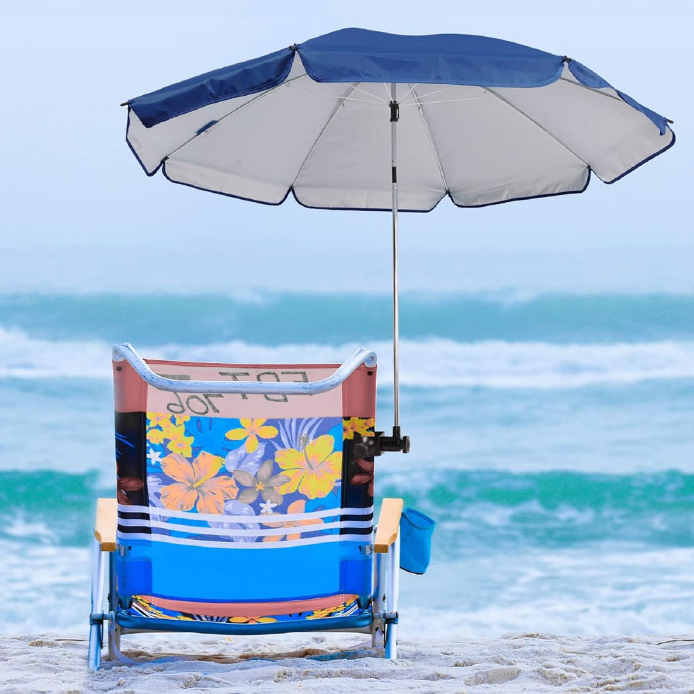 AMMSUN Navy Blue 43 inches deck umbrella for chair with Universal Clamp on the beach chair