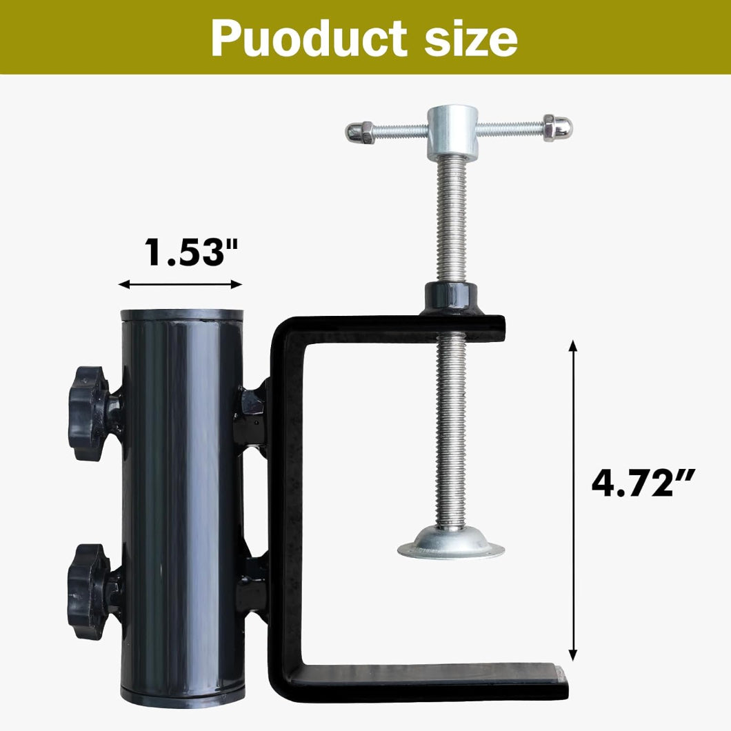 AMMSUN black umbrella clamp is equipped with a 4.72'' wide clamp opening, fits for up to 1.53