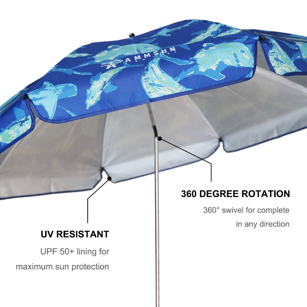 AMMSUN sharks 360-degree 52 inches outdoor sports chairs umbrella with universal clamp, uv resistant