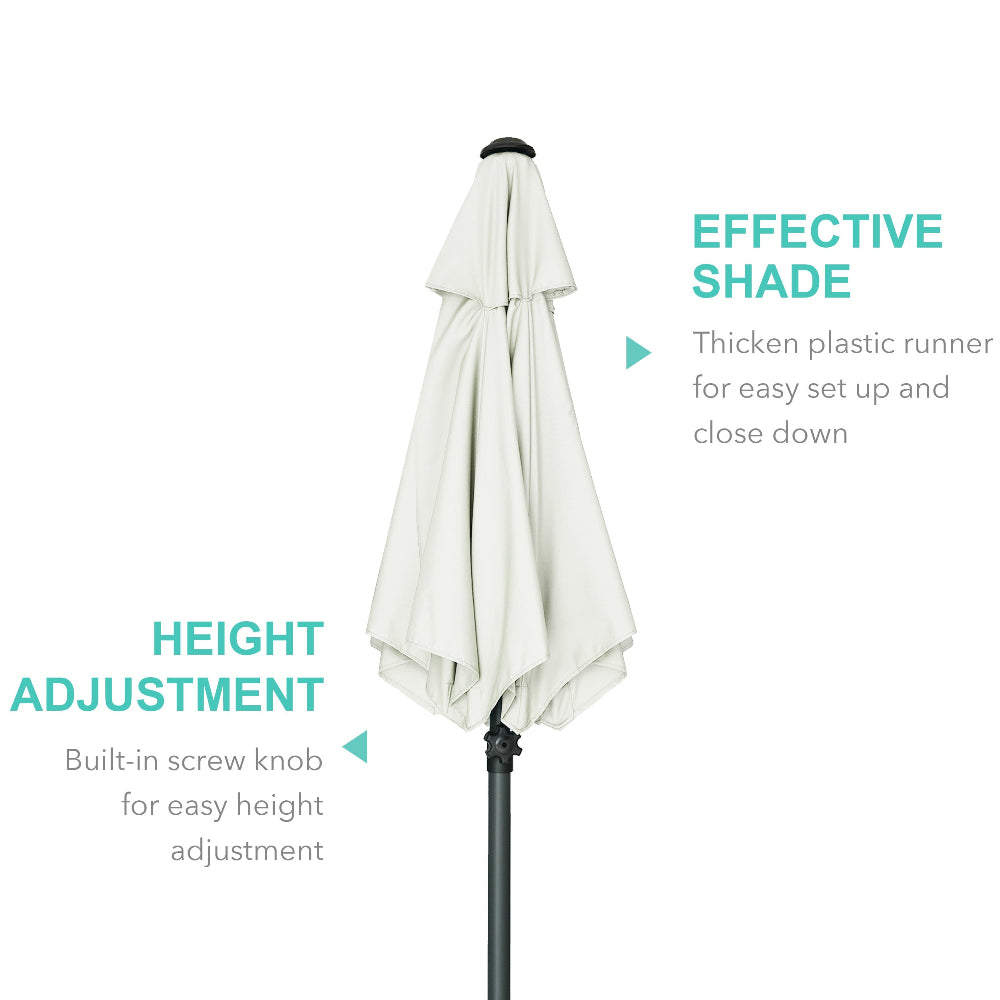 AMMSUN 6ft white patio umbrellas outdoor has plastic runner for easy set up and close down and height adjust knob