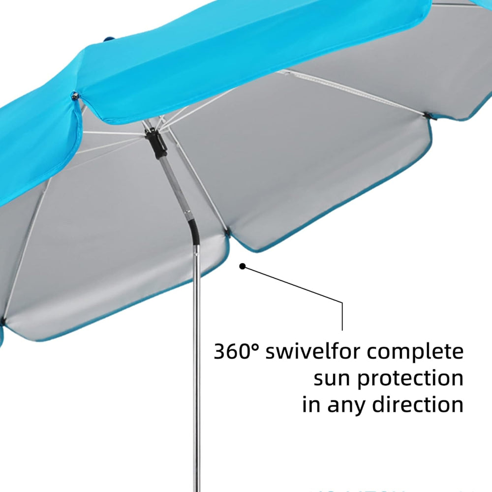 AMMSUN sky blue 52 inches chair umbrella with universal clamp, 360-degree for sun protection