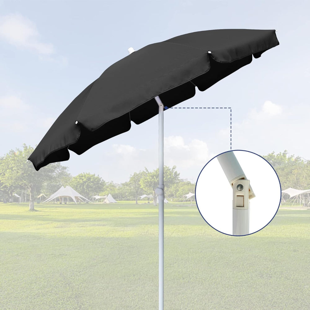 AMMSUN 6FT black outdoor picnic umbrella for sun umbrella for chair has a push tilt button for sun shade