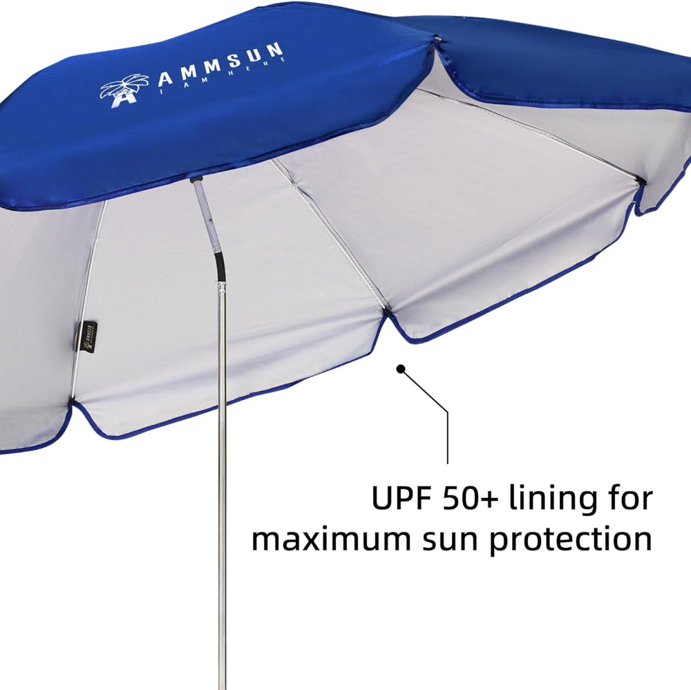 AMMSUN 52 inches 360-degree Chair Umbrella with Universal Clamp UPF50+, Blue,2 PCS - AMMSUN Beach Umbrella