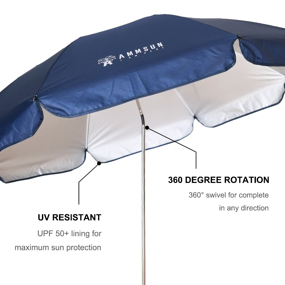 AMMSUN navy blue 360-degree 52 inches chair umbrella with universal clamp on camping or beach chair, stroller, wheelchair