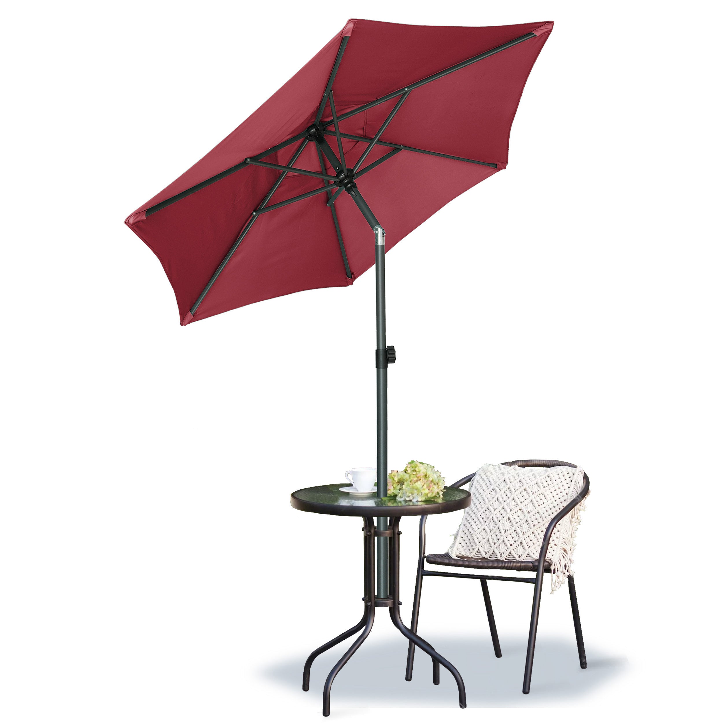 AMMSUN 6ft Patio Table Umbrella,Maroon