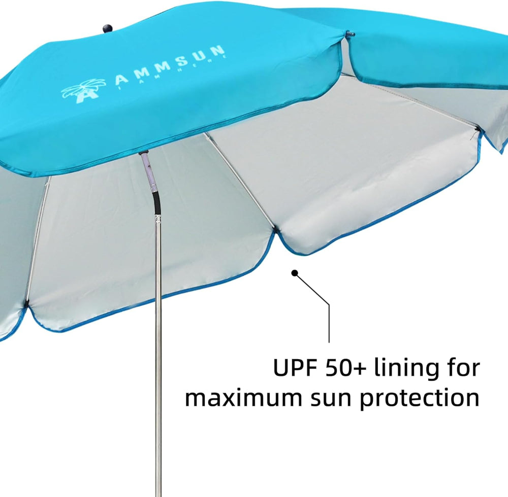 2 PCS AMMSUN Sky Blue 52 inches Chair Umbrella with Universal Clamp with UPF 50+