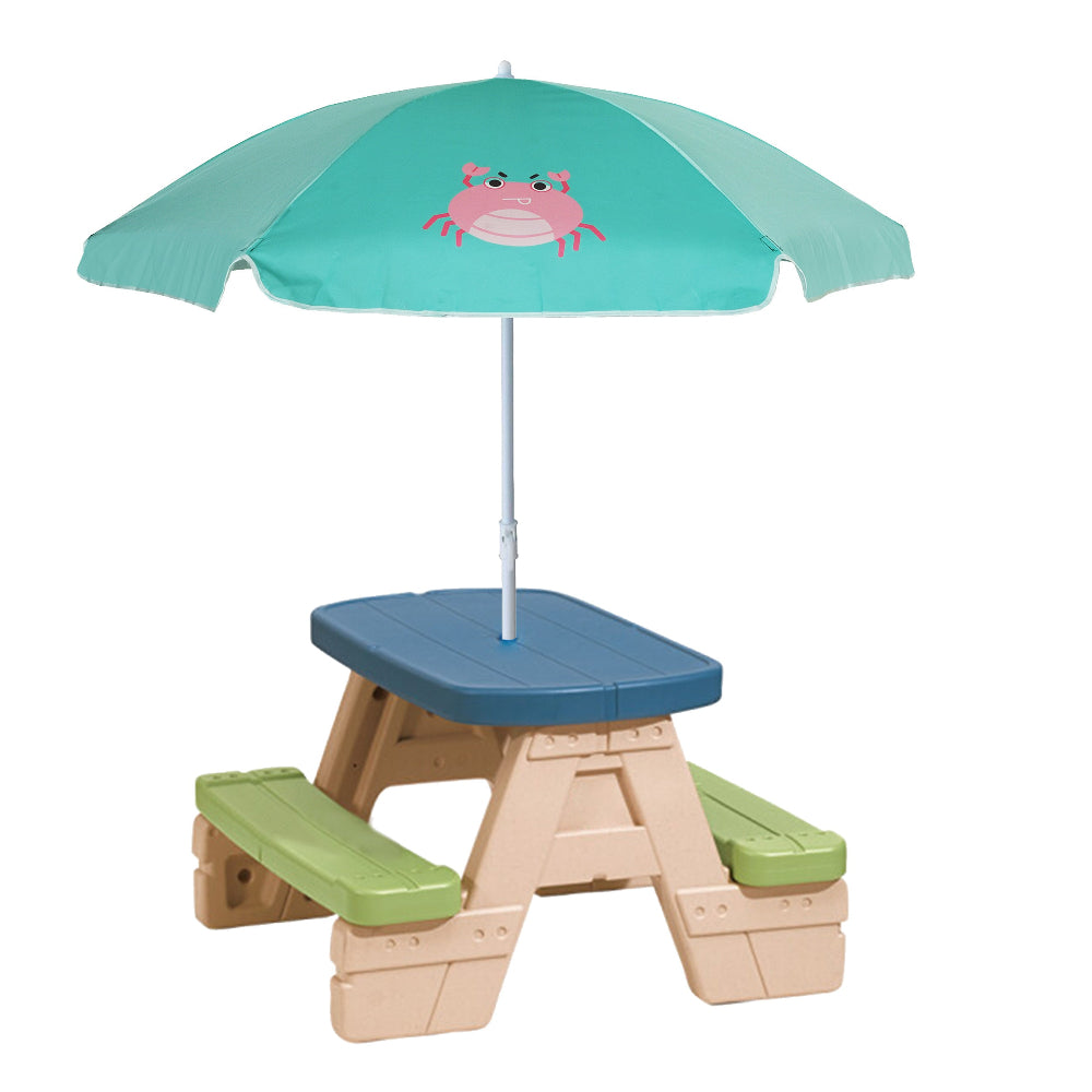 AMMSUN 5ft Kid Umbrella, Green Grab picnic table umbrella with water table