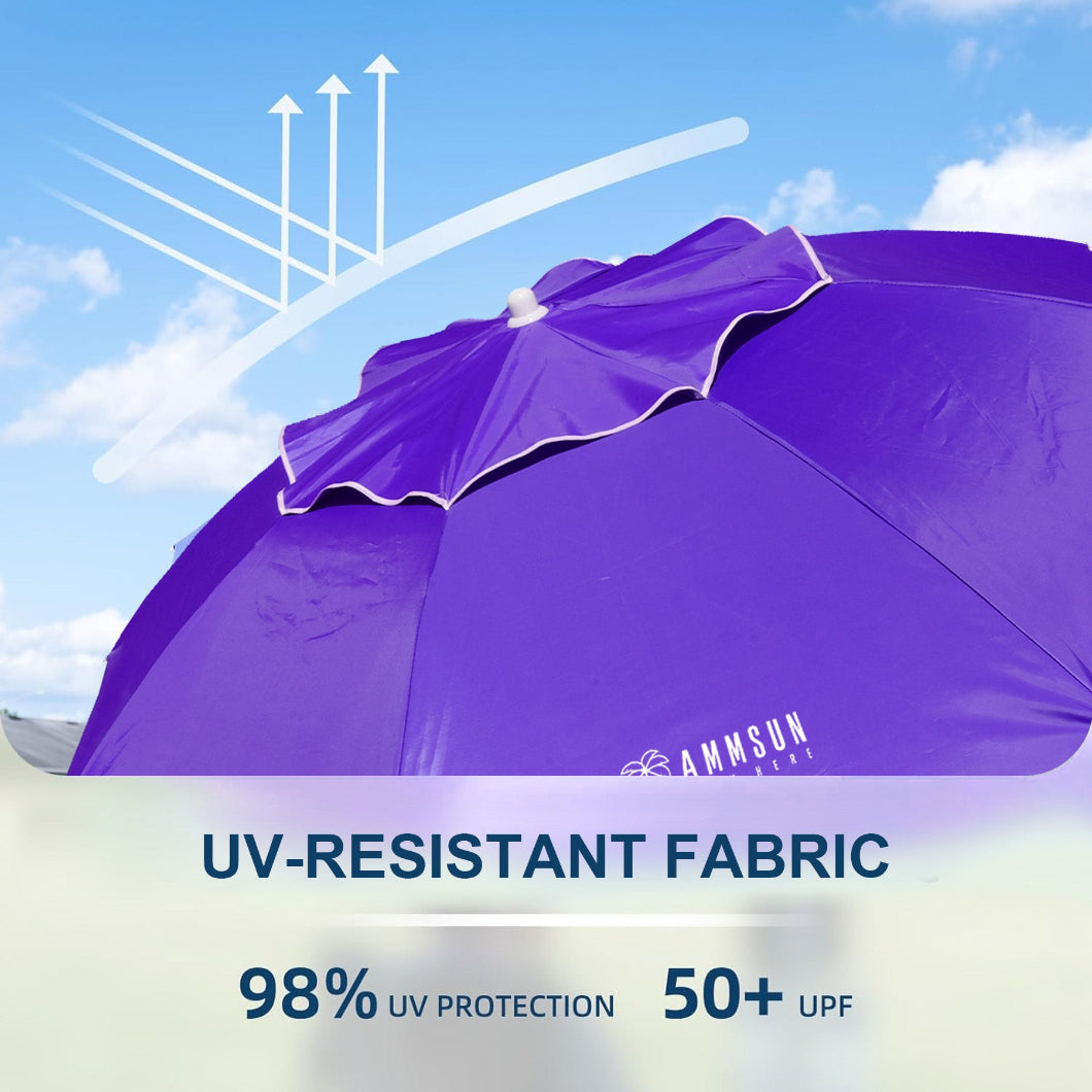 Ammsun 6.5ft purple outdoor umbrella with base is made of UV-resistant fabric, which blocks 98% of UV rays