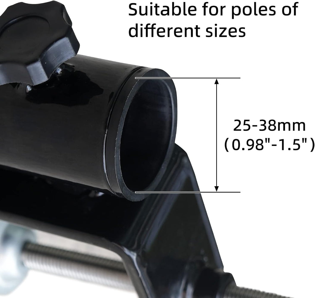 AMMSUN black universal clamp is compatible with parasol poles of diameters from 0.98