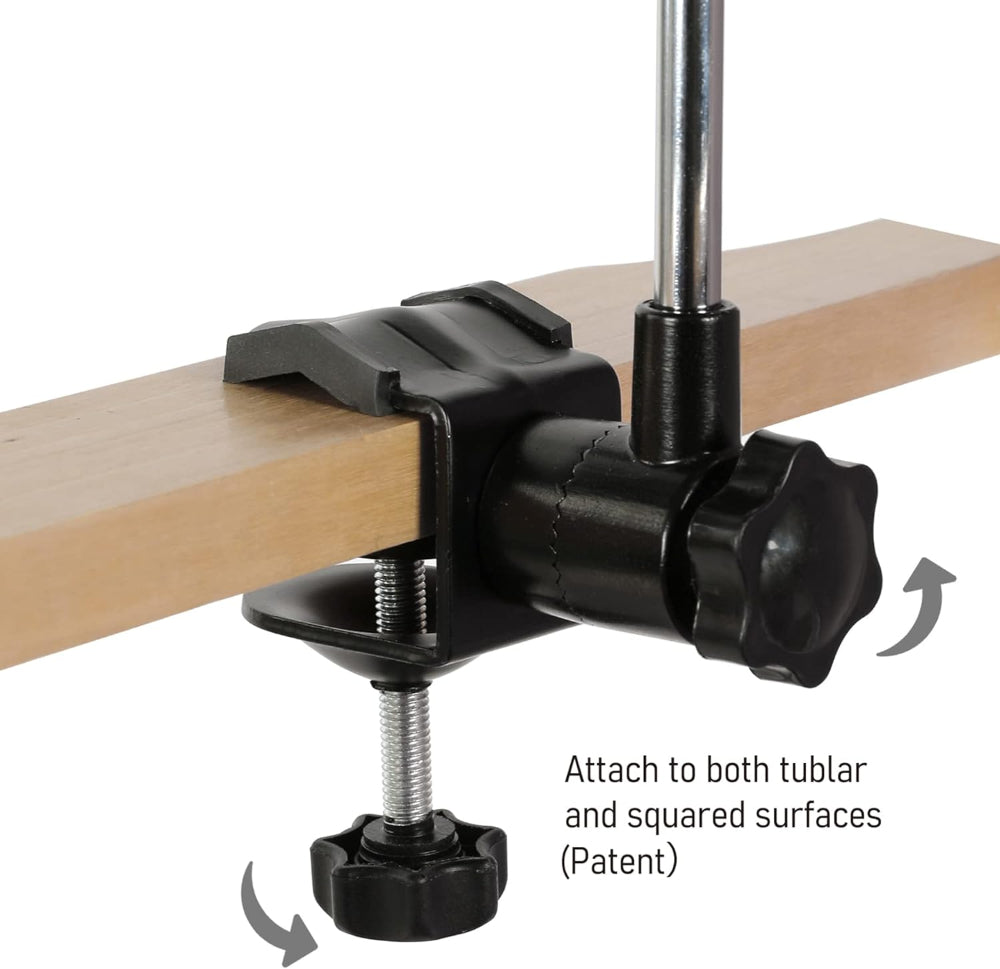 AMMSUN patent universal clamp attached to both tublar & squared surface for hands free umbrella