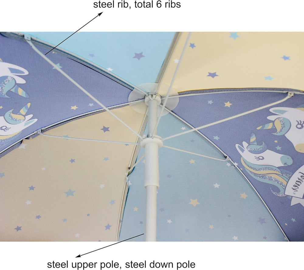 AMMSUN 47 inches kid Umbrella childrens umbrella, Unicorn Pattern sun shade umbrella with 6 steel ribs