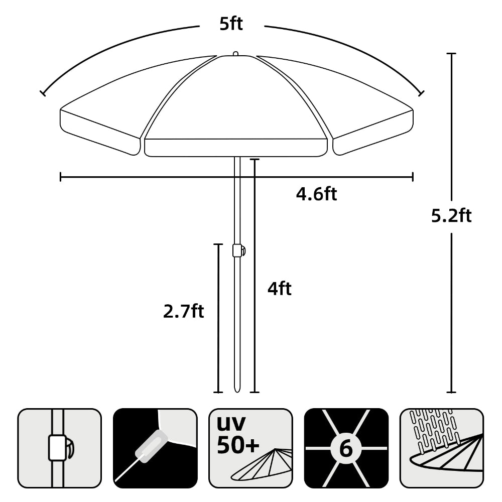 AMMSUN waterproof and uv 50+ 5ft Kid Umbrella in 5.2ft high, Green Grab umbrellas for rain kids with 6 strong ribs and a knob for height adjustment