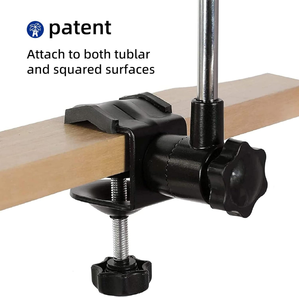 AMMSUN patent 360-degree umbrella clamp for camping chairs with shade attach to tublar and square surface