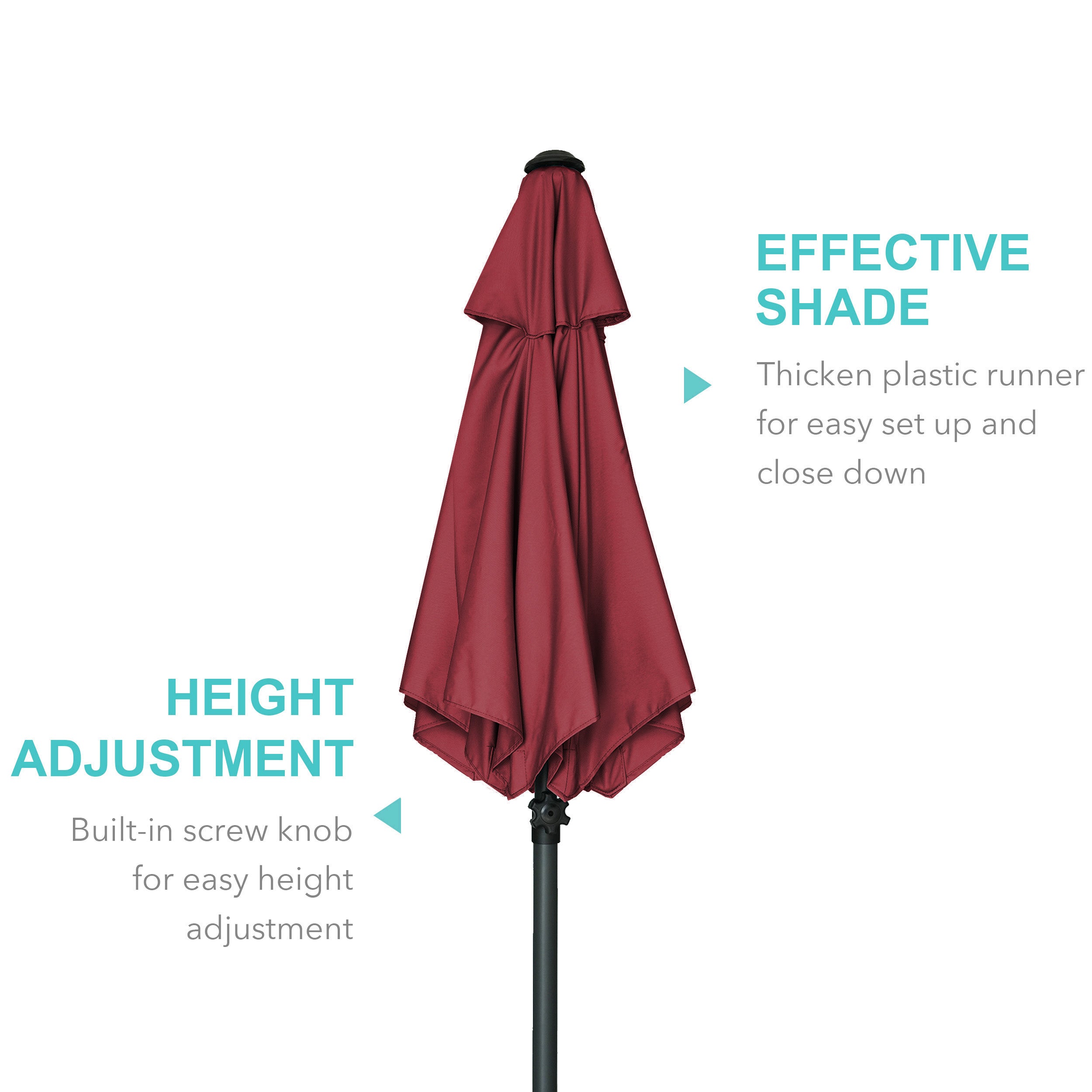 AMMSUN 6ft Patio Table Umbrella,Maroon