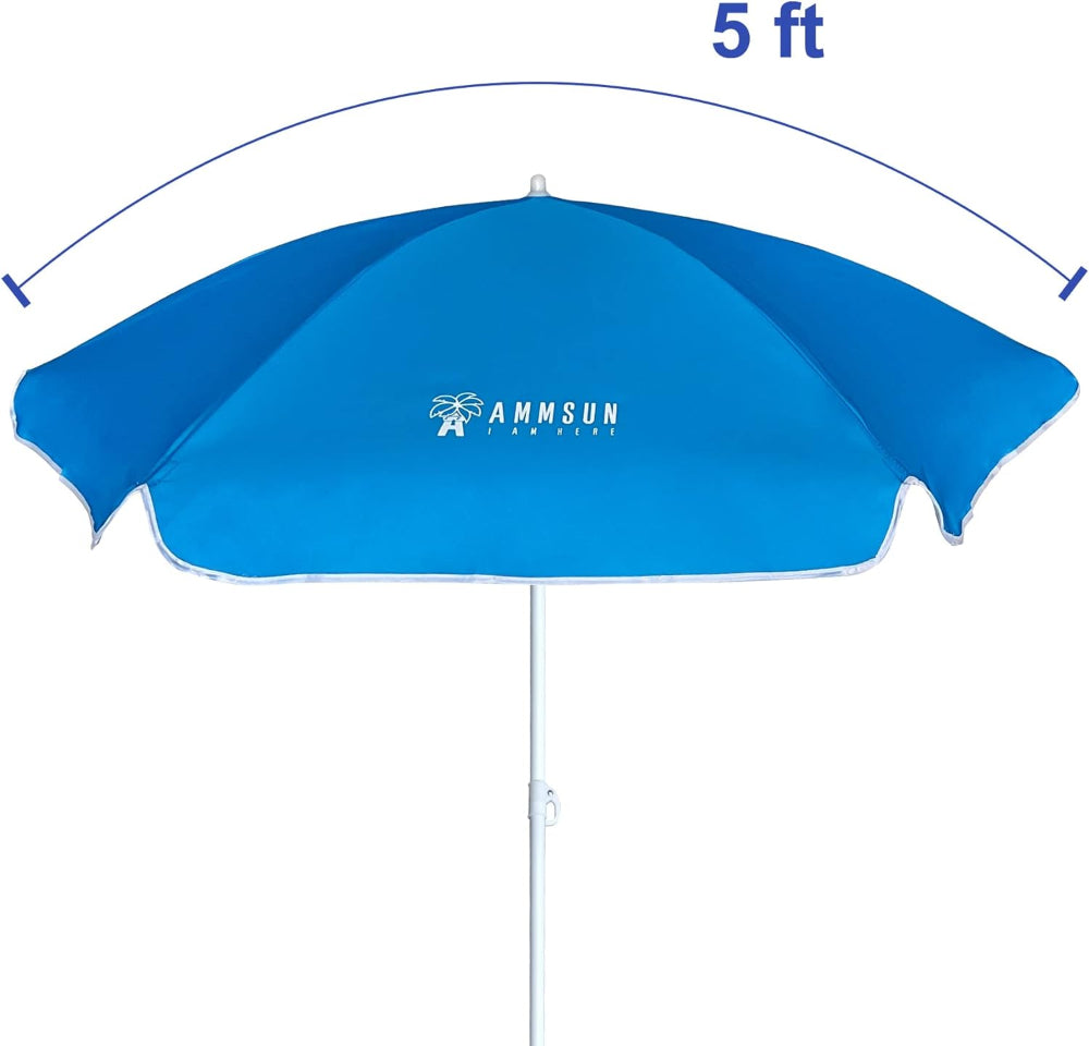 AMMSUN 5ft Kid shade umbrella,Sky Blue - AMMSUN Beach Umbrella for kids picnic table foldable